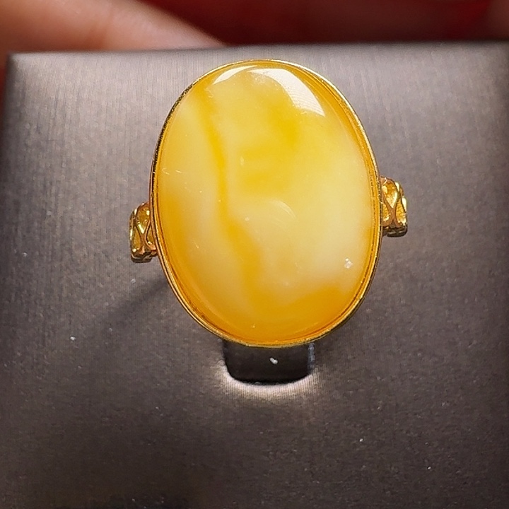 蜜蜡银S925镶嵌戒指戒指