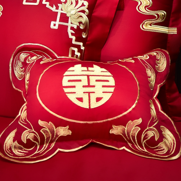 【子孙枕】大红色双喜（40*50cm单只装-含芯）婚庆小腰枕结婚陪嫁床品