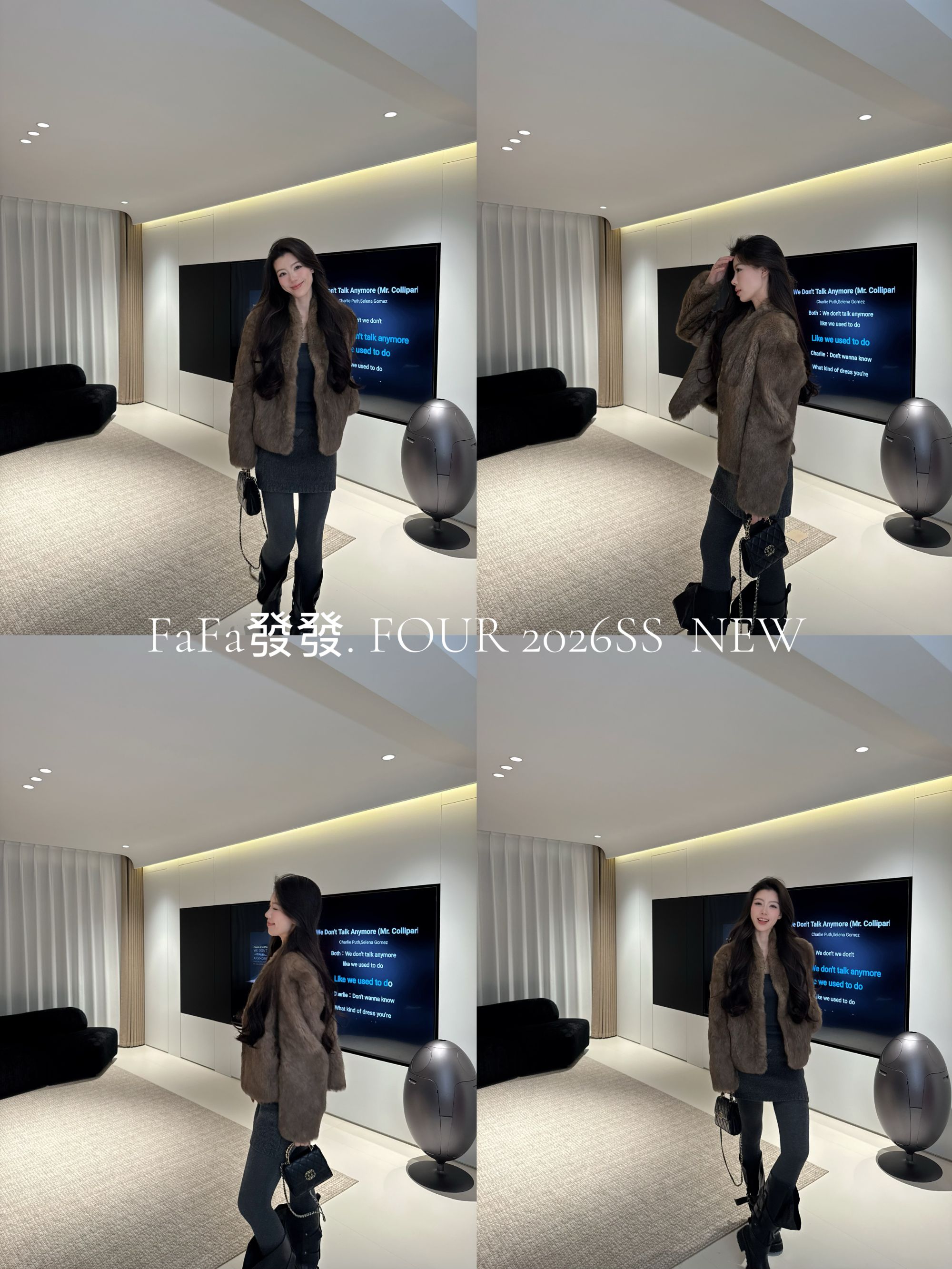 ''FaFa''26^New新款霜色晕染兔毛V领整皮兔毛皮草外套