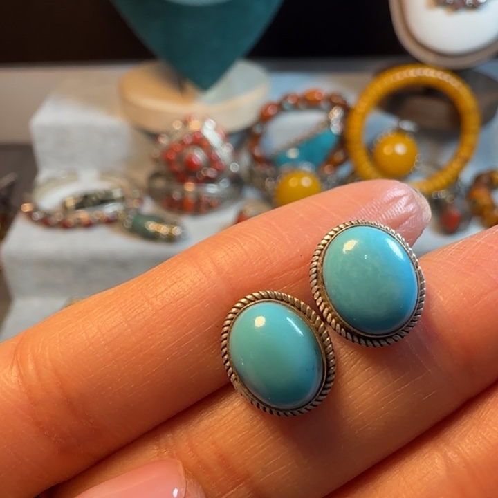 蓝***薰大理石非金属藏地密码耳钉