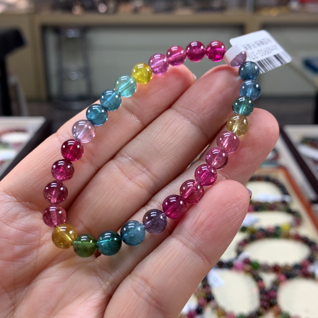 碧玺未镶嵌手链6.6左右