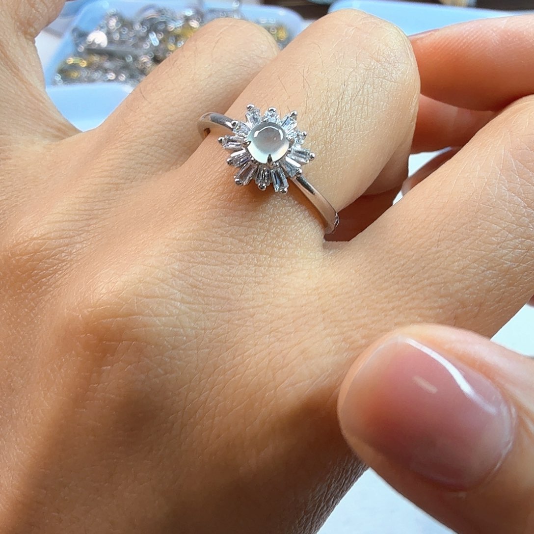 翡翠戒指银S925镶嵌344444