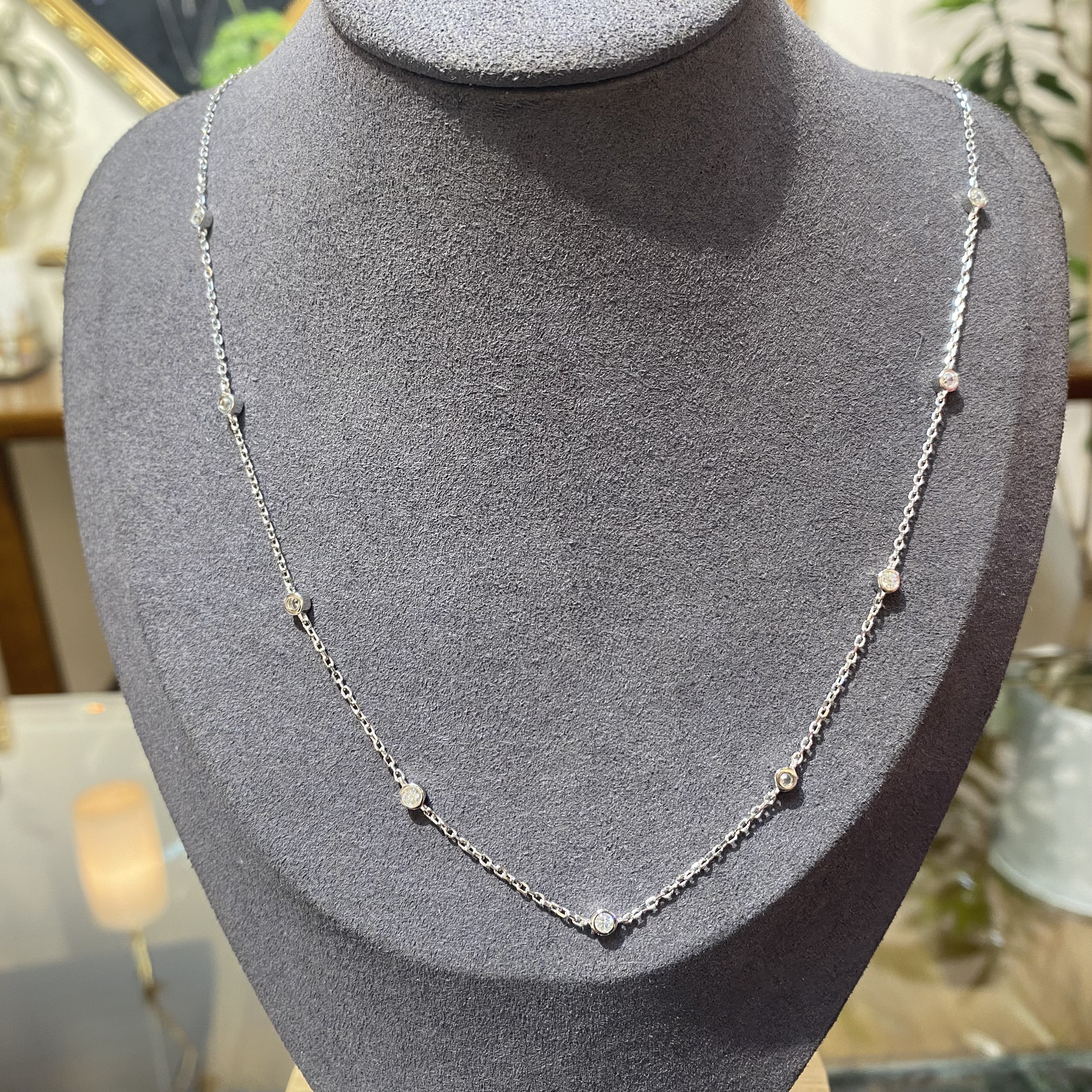 坠链均足银合成锆石 点点闪闪S925银项链