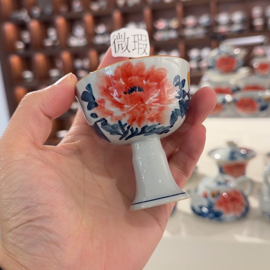 釉下手绘茶具微瑕