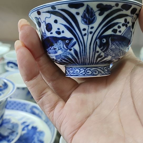 琉璃手工艺品景德镇陶瓷小压手杯