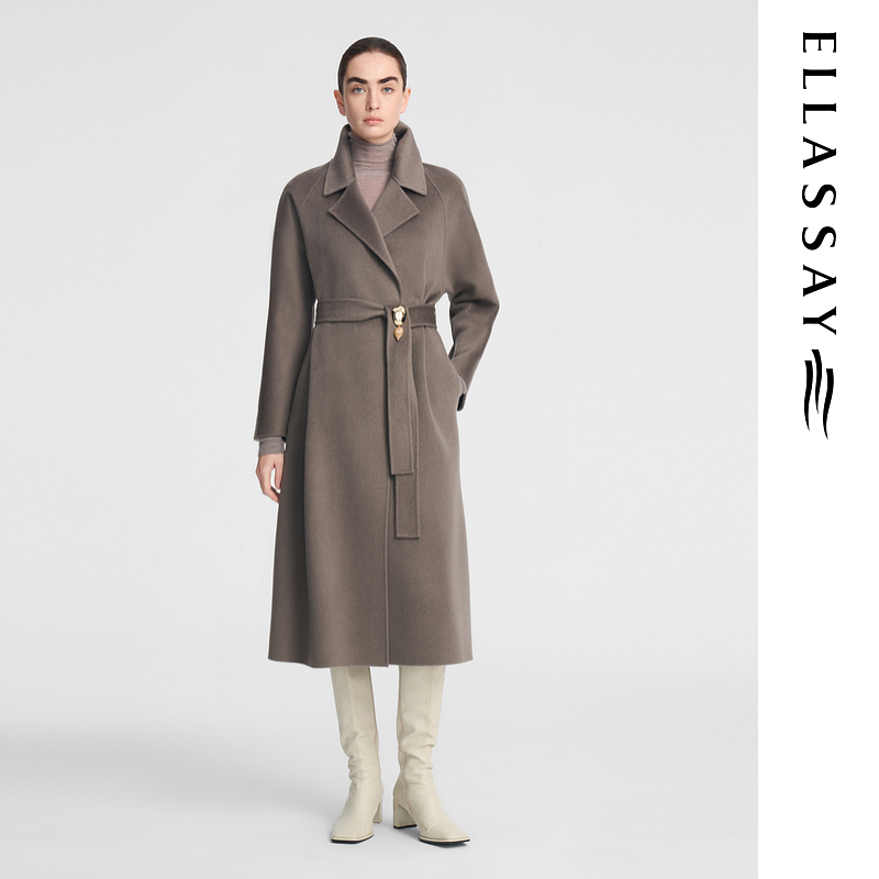 ELLASSAY歌力思秋冬新款极地山羊绒毛呢大衣女EWF354D03300