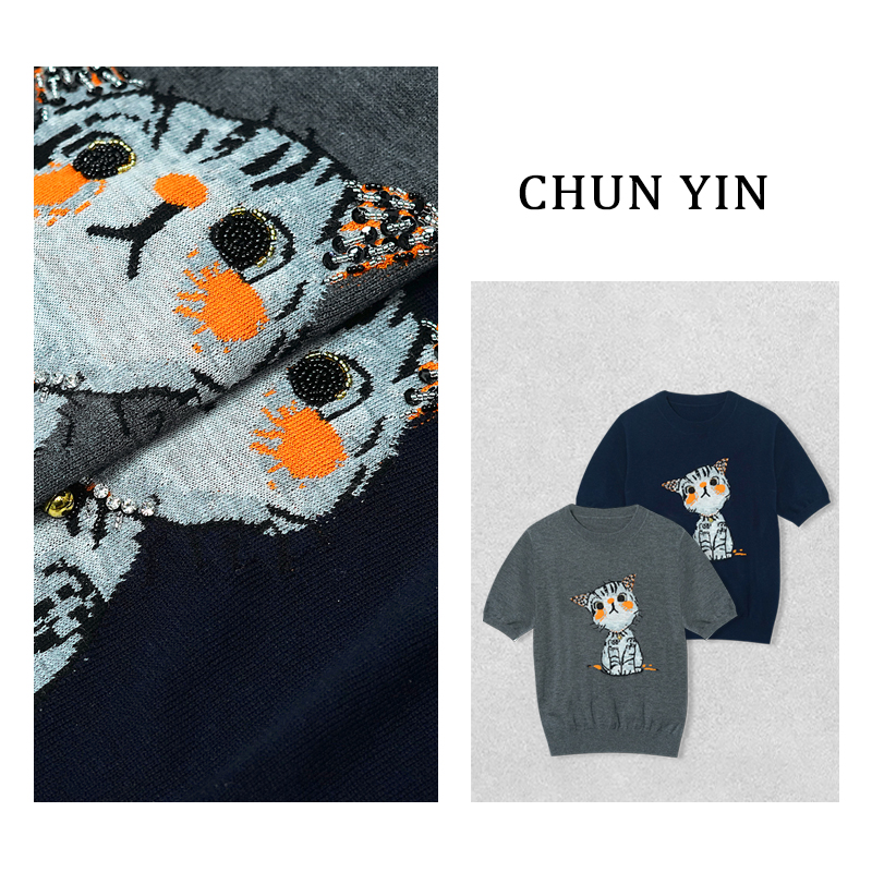 大雨【花间柔光】 桑蚕丝时尚夏季套头针织上衣32403