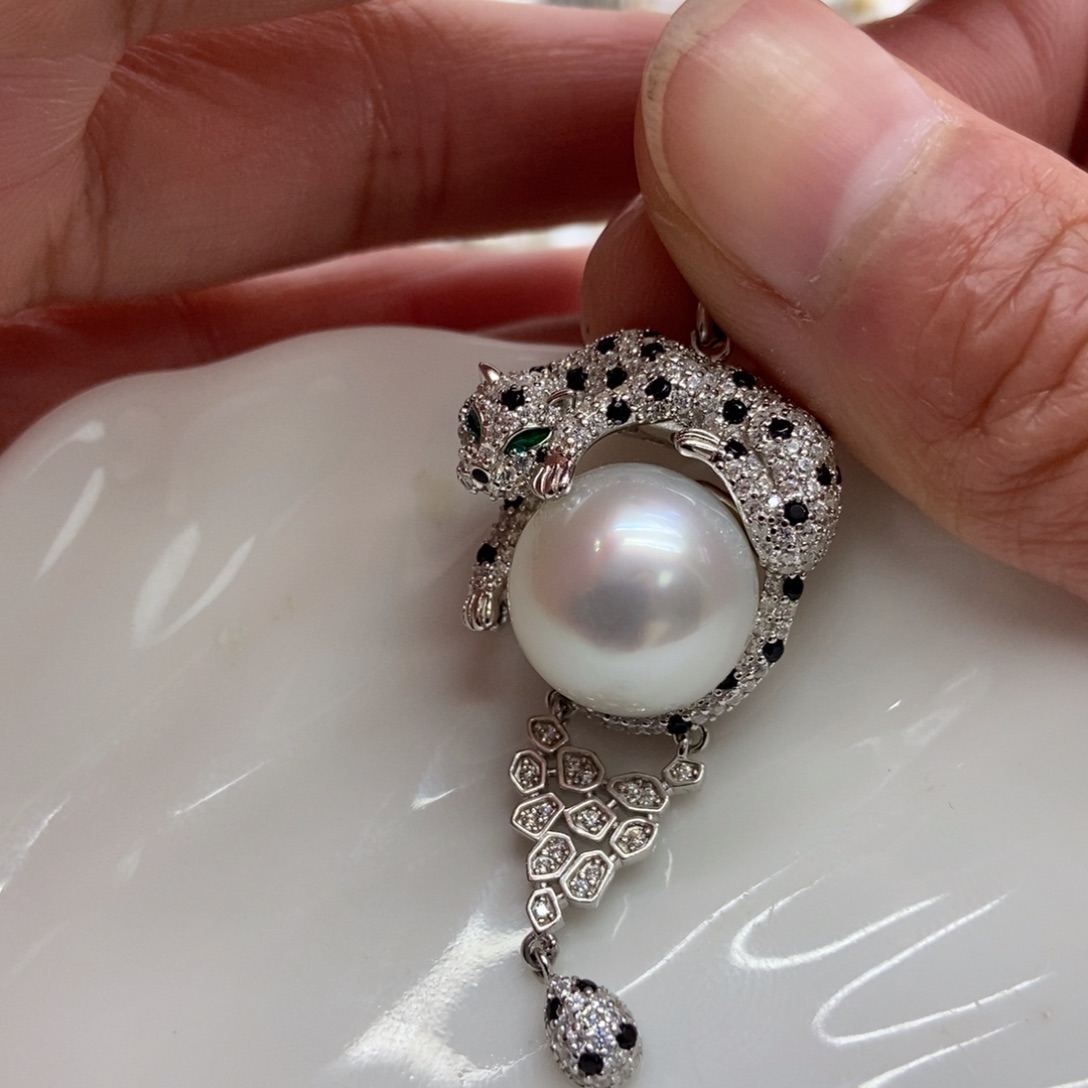 海水珍珠吊坠(不含链)银S925镶嵌