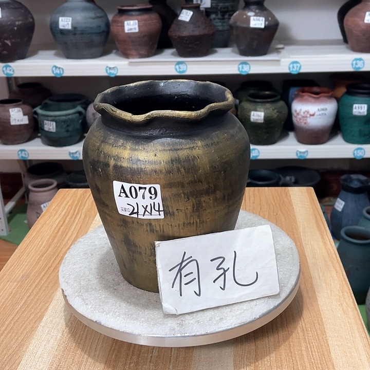 红陶手工制作工艺花盆