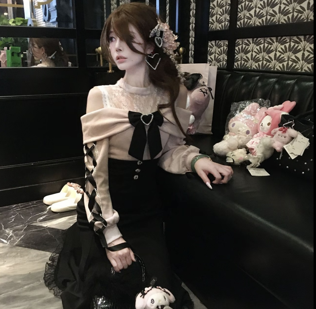 【初雪浮光】日系清楚系少女风公主风千金风显瘦法式裙子收腰鱼尾裙