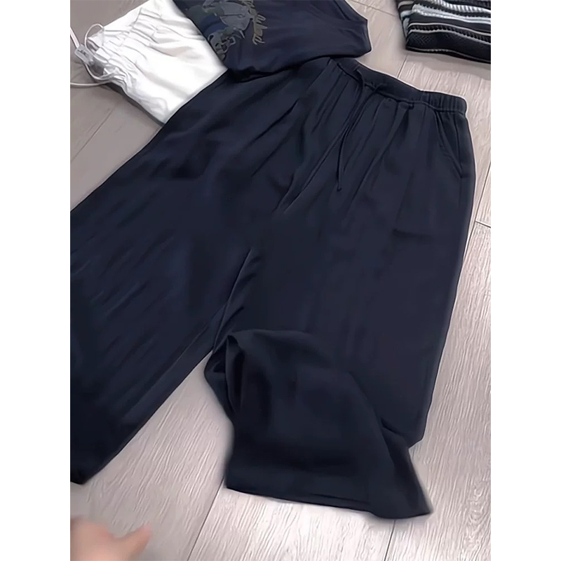 慵懒随性必入款~人字纹亚麻夏季阔腿拖地长裤-2888