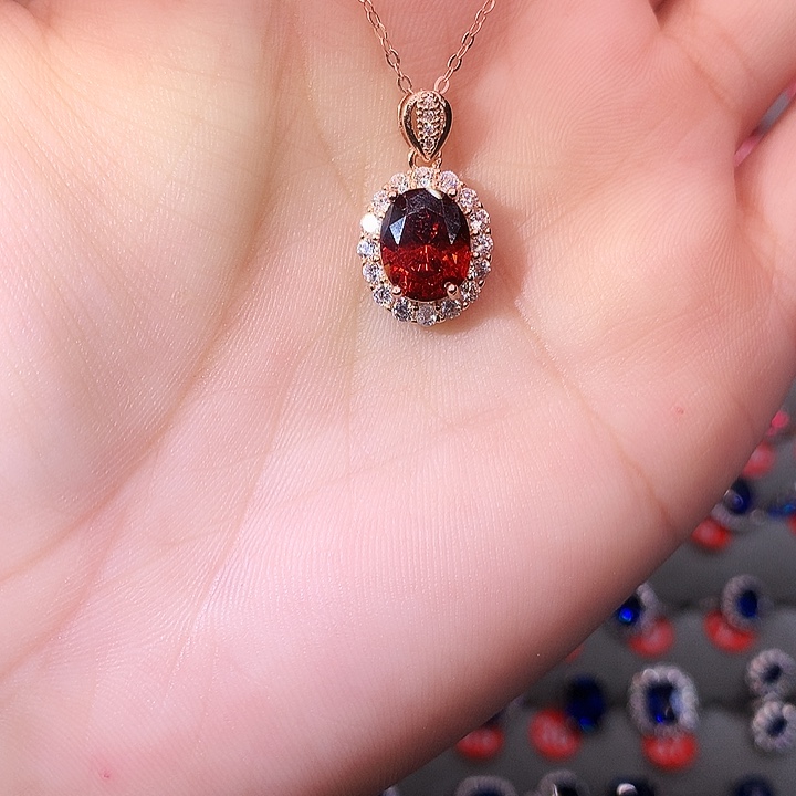 石榴石吊坠(赠链)银S925镶嵌