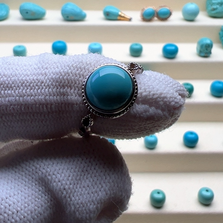 绿松石珠宝奇石银S925镶嵌夜***夜