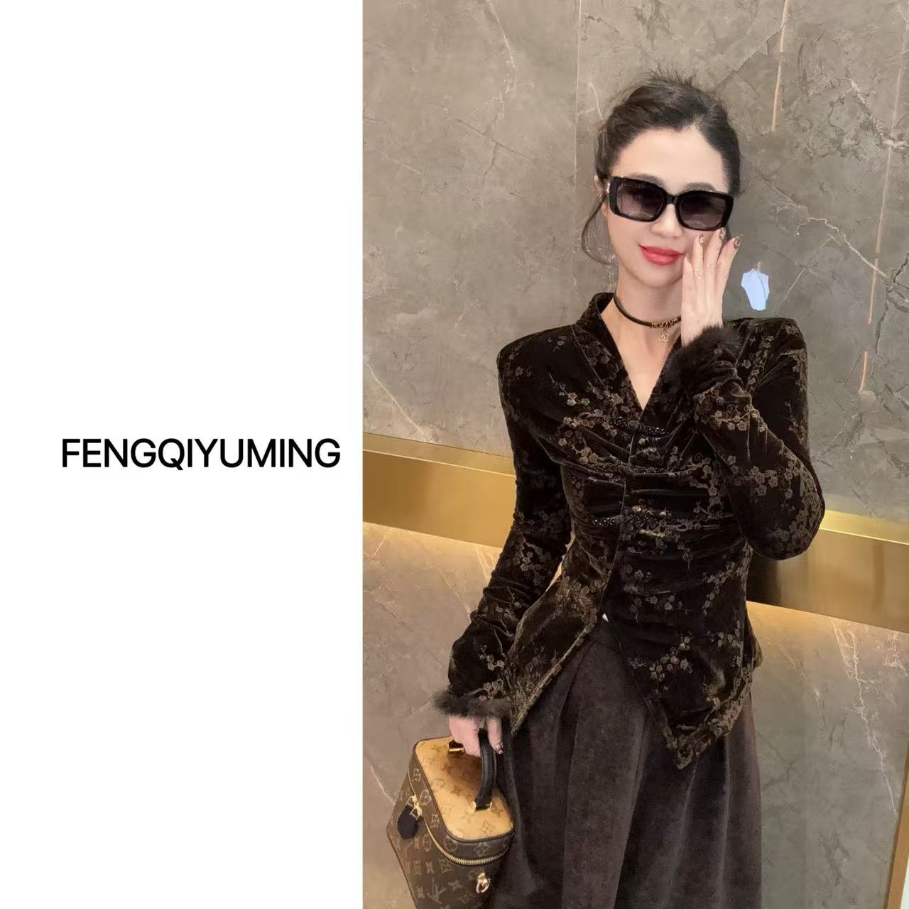 【冬意暖】新中式水貂毛气质复古时尚保暖秋冬打底上衣