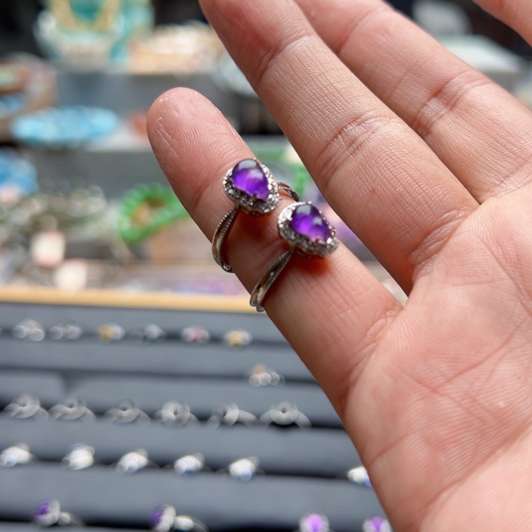 未镶嵌手链水晶紫水晶戒指