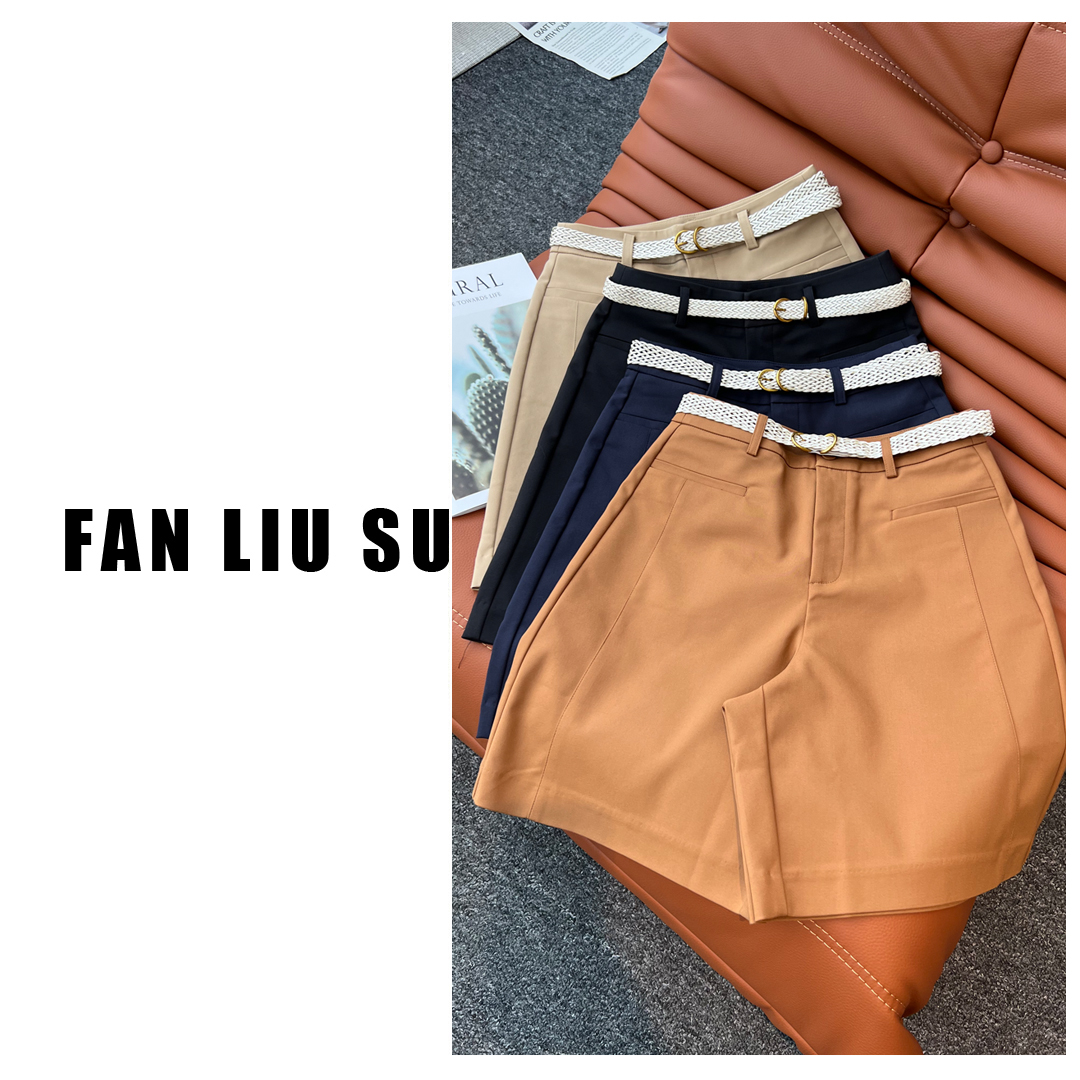 【FANLIUSU】阔腿裤五分裤休闲裤女士夏季2025新款垂坠感宽松短裤潮