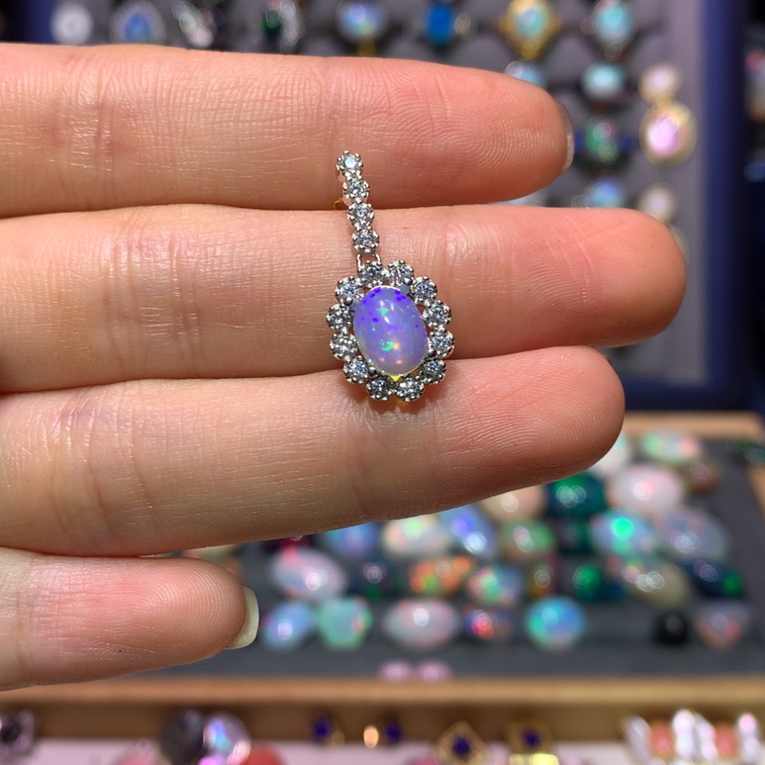 欧泊银S925镶嵌吊坠款式8*9