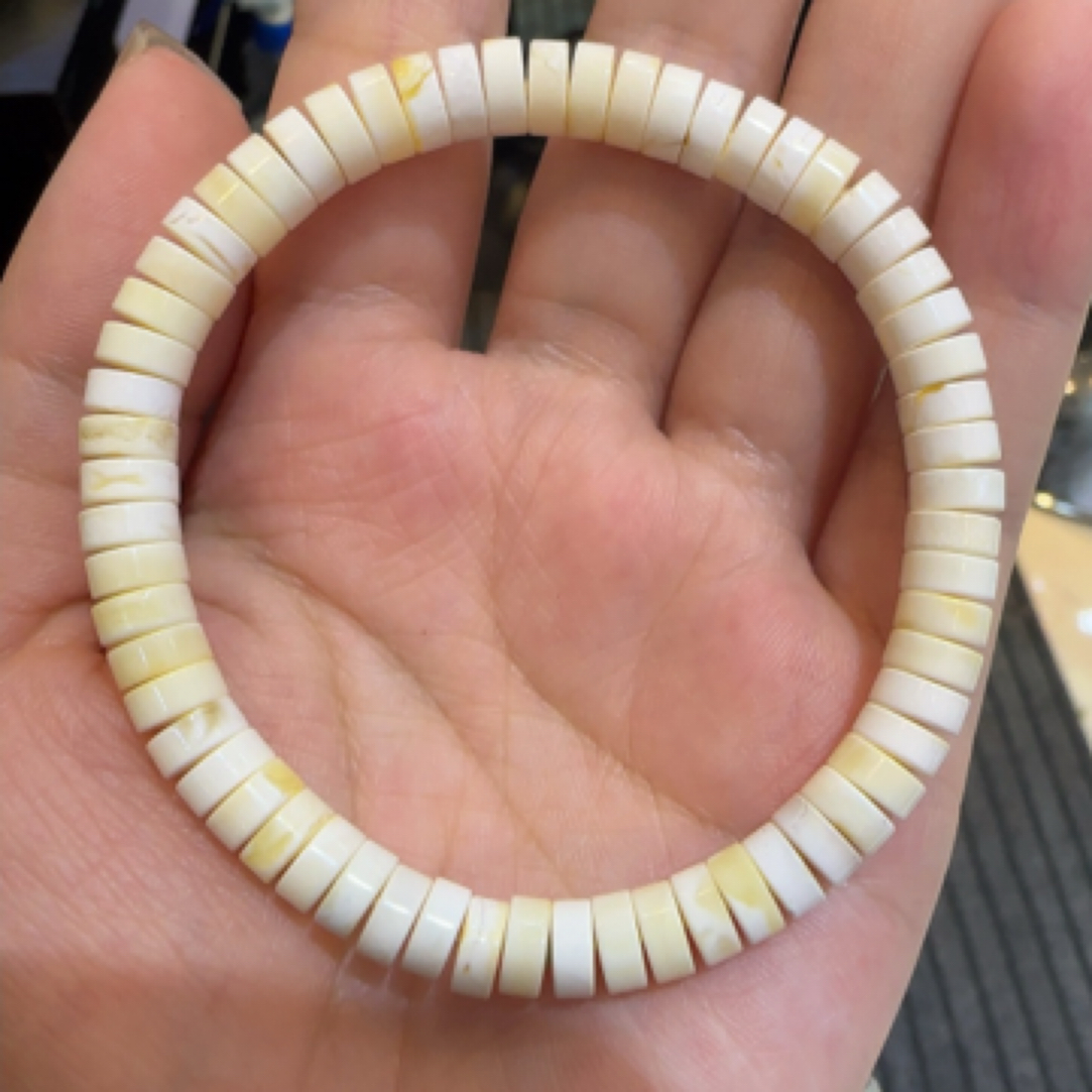 天然蜜蜡原矿瓷白药片手串卡6+mm 抖音基地质检发货