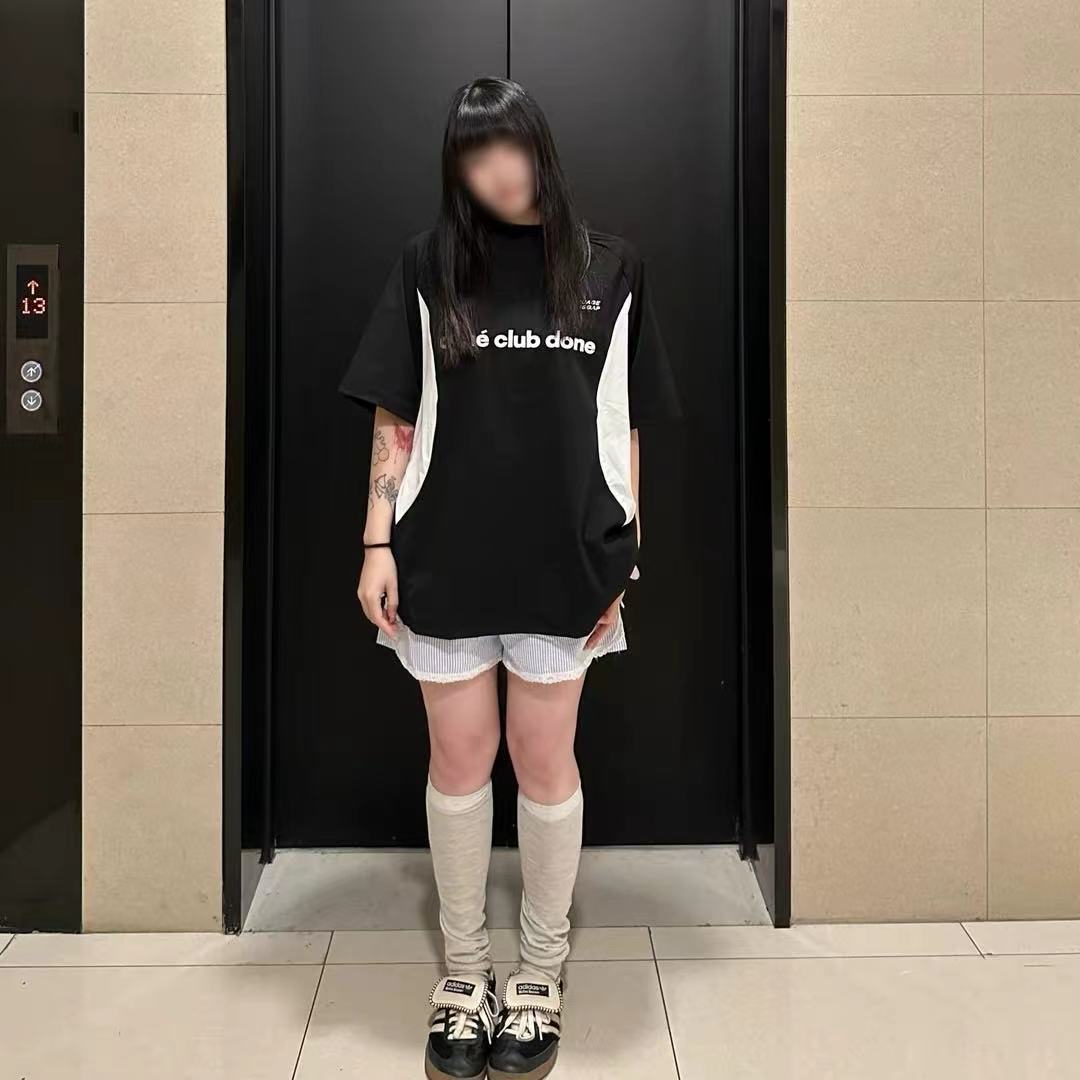 新款爆帅F徽章拼接速干短袖夏季男女同款百搭户外情侣必备体恤