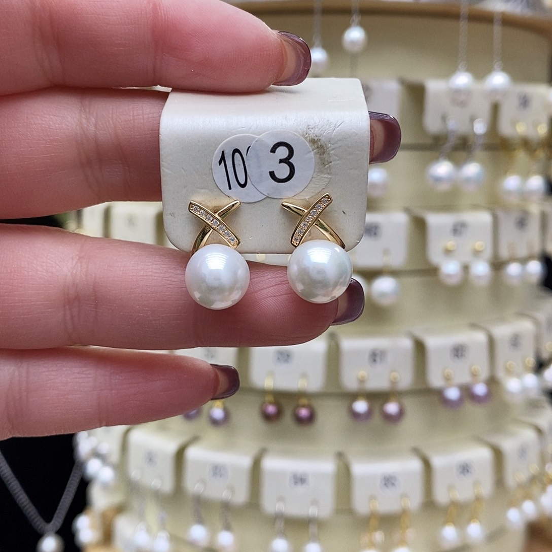 淡水珍珠耳饰银S925镶嵌