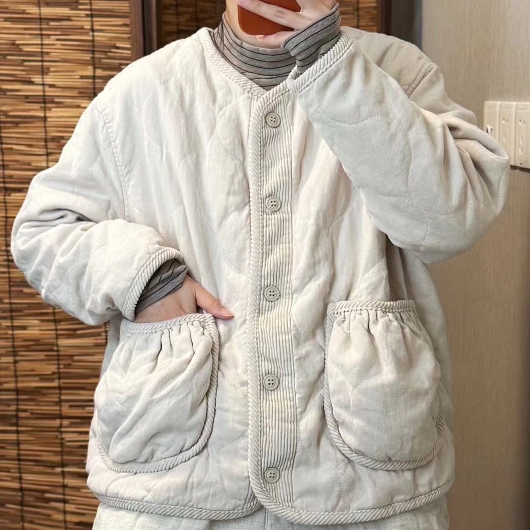 9671酵素干洗亚麻拼灯芯绒外套（加棉）