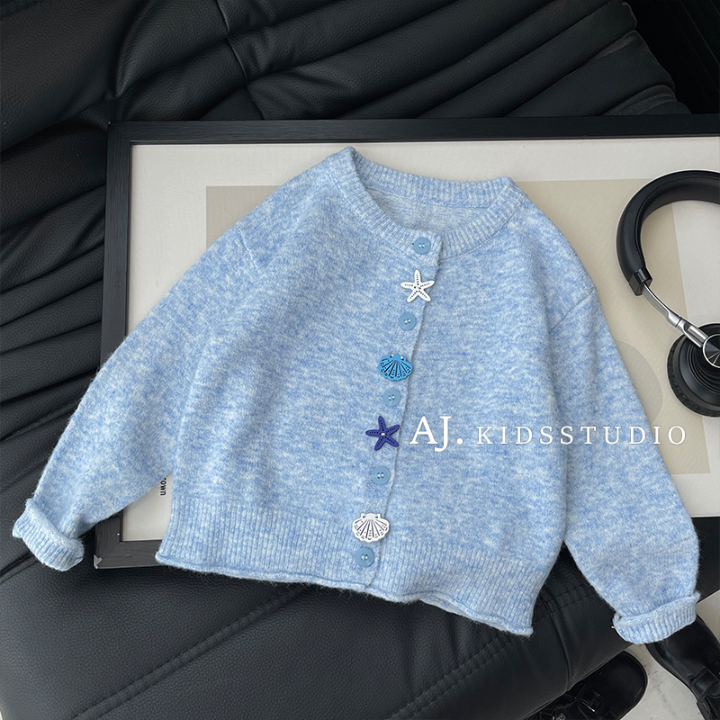 【海洋精灵】阿卷秋装男女童海洋元素装饰清新针织毛衣开衫MPG6832