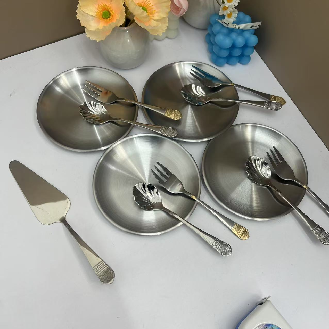 下午茶蛋糕盘叉勺刀系列13件套高档家用款【汤姆粉丝专属】