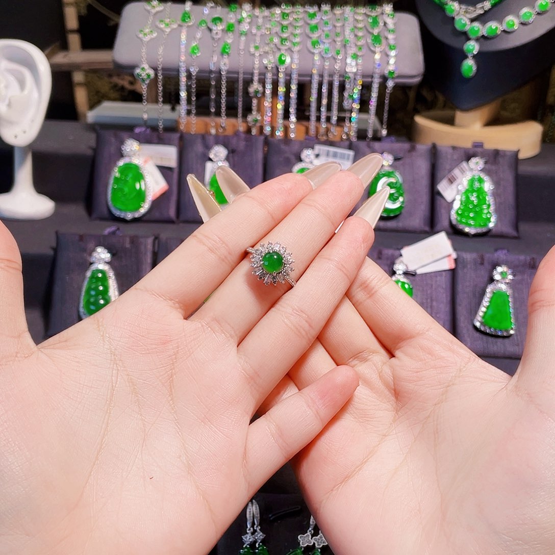 妹***妹翡翠银S925镶嵌戒指蛋面