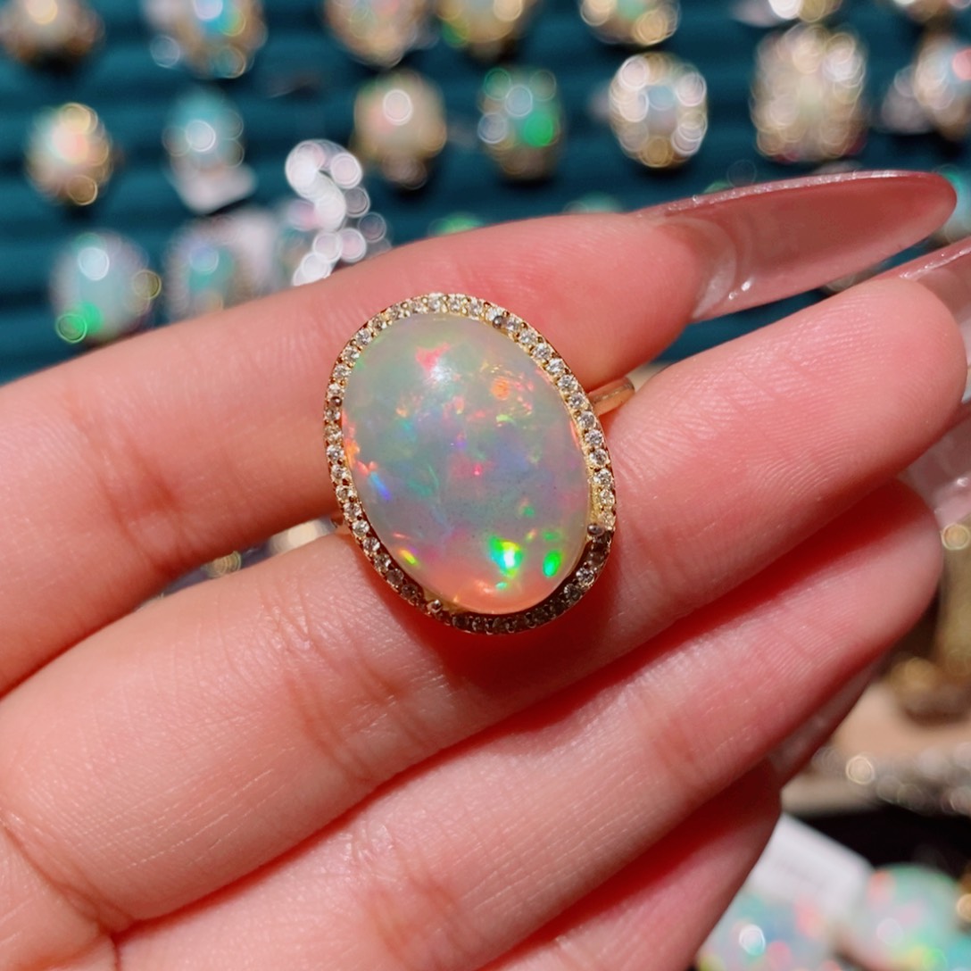 欧泊欧泊戒指银S925镶嵌小*几