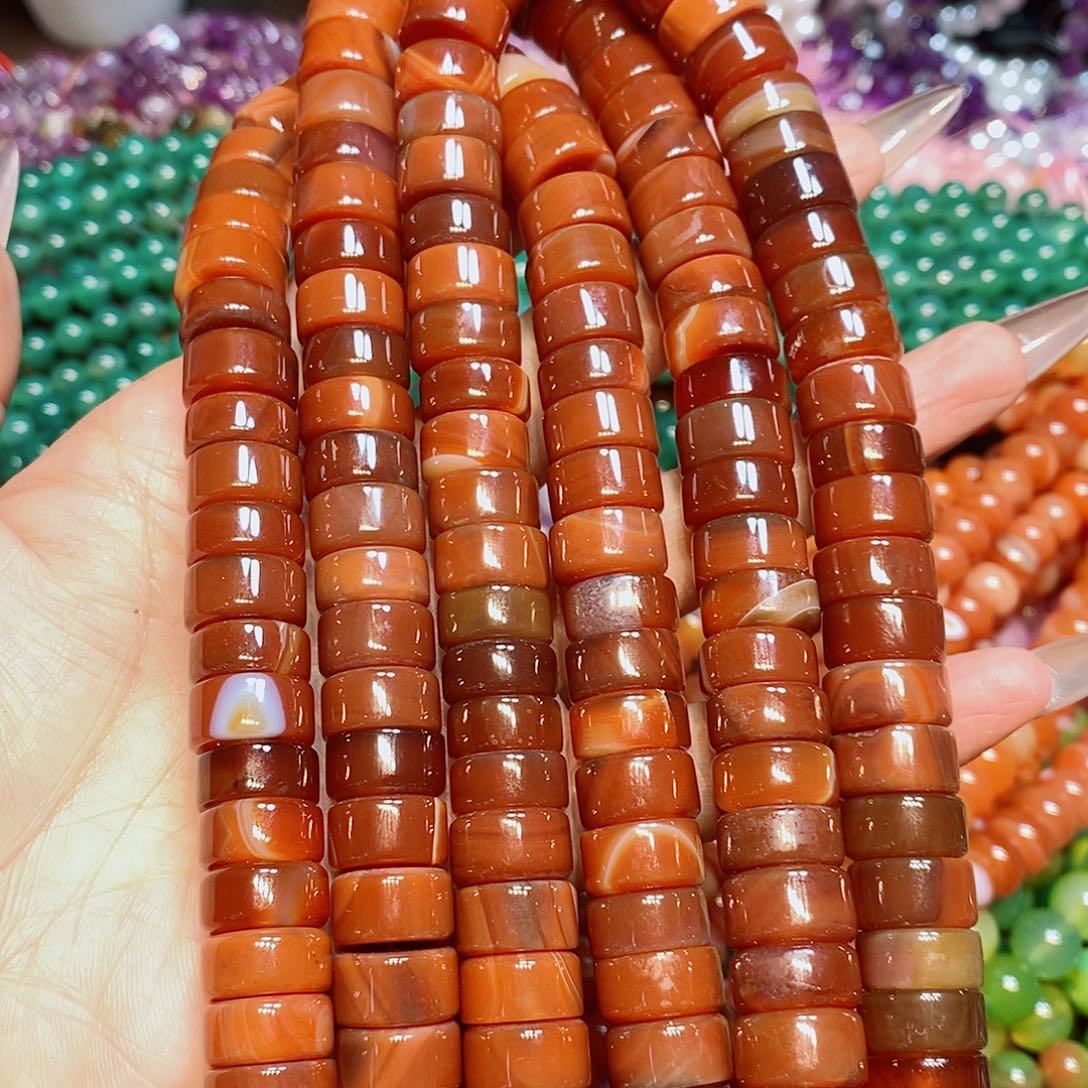 玛瑙/玉髓散珠14mm梦幻红玛瑙剁珠一条