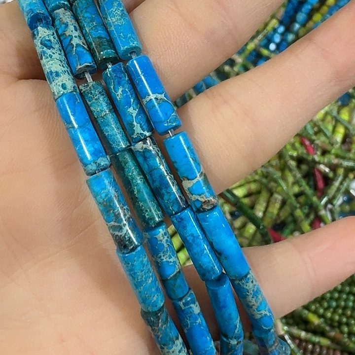 玛瑙/玉髓合金珠宝半成品一条蓝色管珠