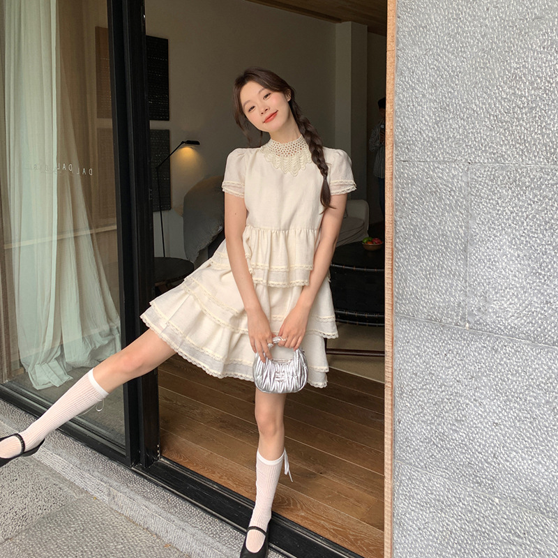 DouPB轻奢诠释美 NEWOPEN 2024夏甜美公主蛋糕裙短款高腰气质连衣