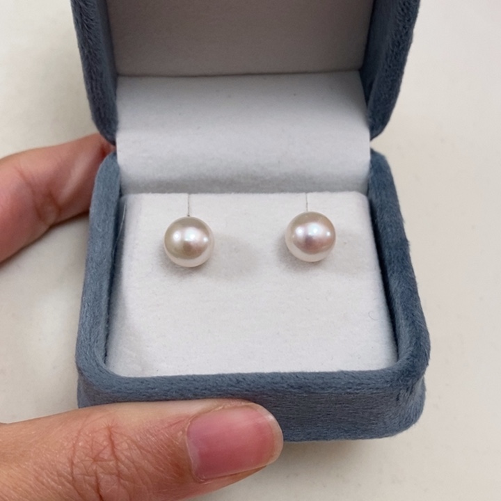 淡水珍珠耳饰银S925镶嵌9-10