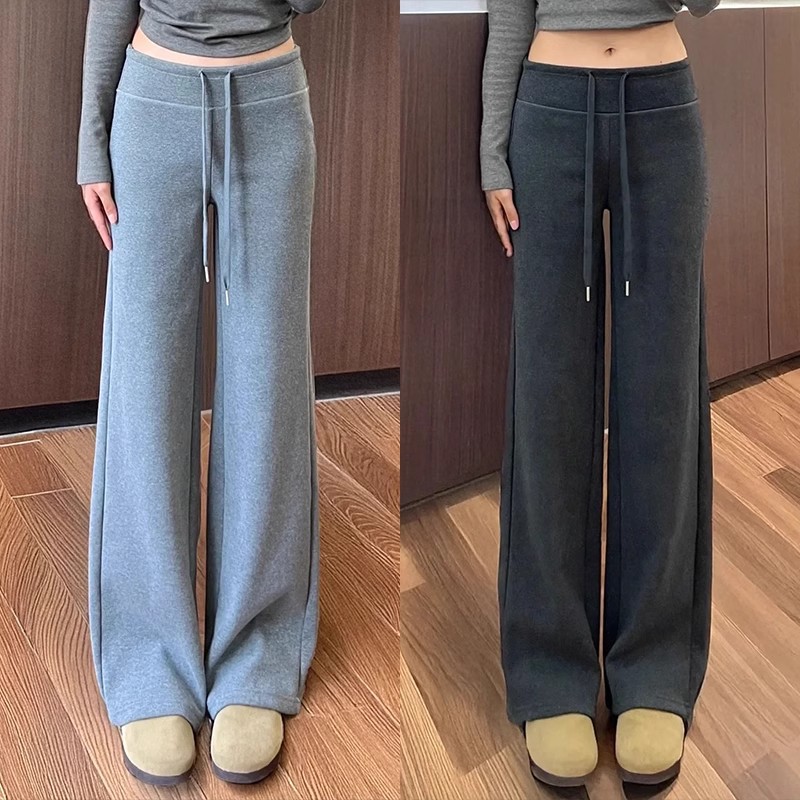 灰色运动裤女春夏薄款小个子窄版阔腿裤2025新款lulu神裤高腰卫裤