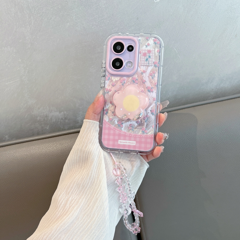 适用opporeno13手机壳花朵带支架reno14全包女苹果17华为荣耀vivo