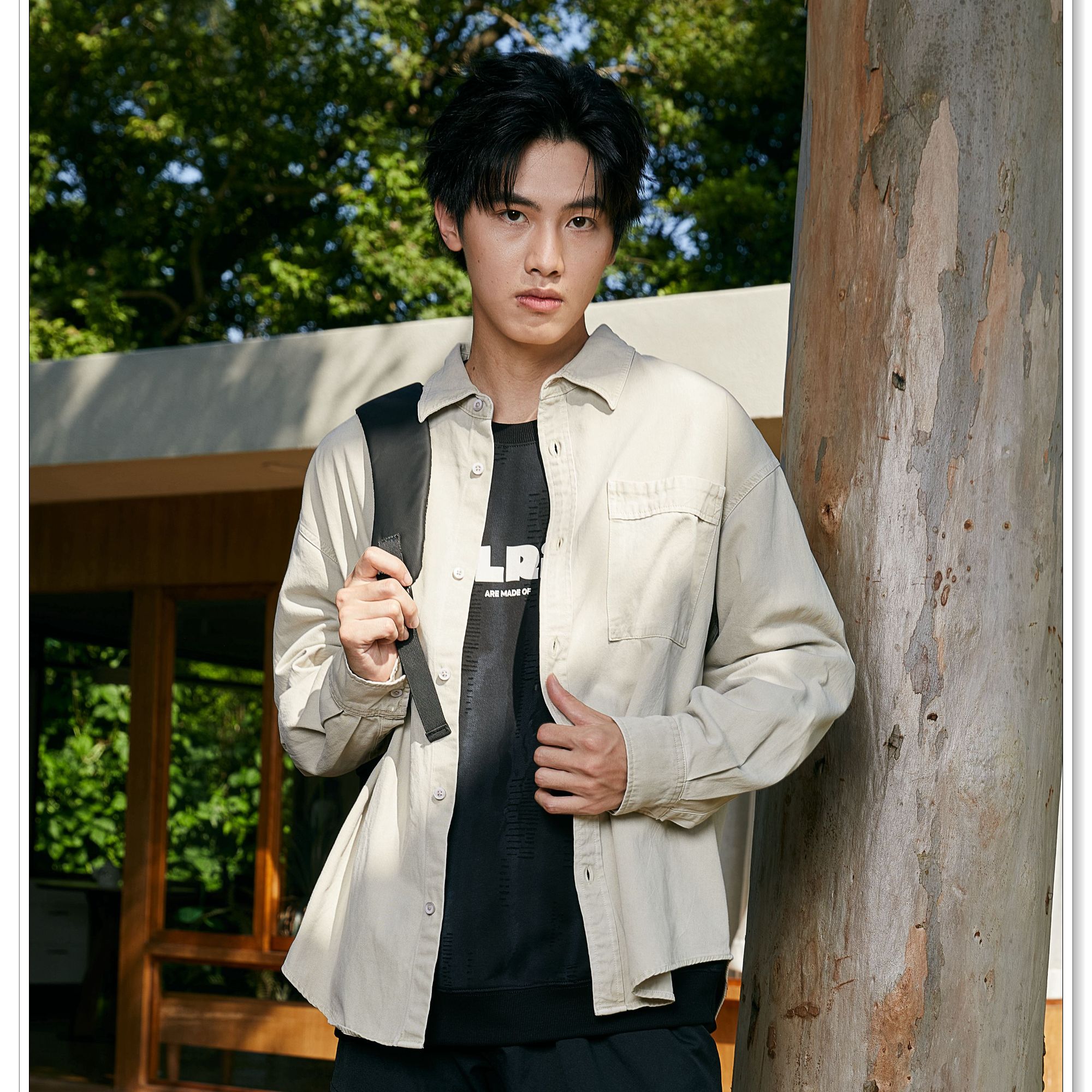 JPTHOME秋季美式复古宽松版型通勤风长袖翻领衬衫外套2430708016