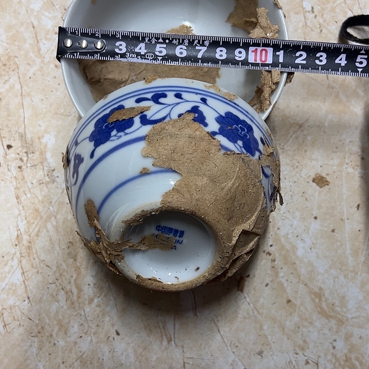 陶摆件2个11.5厘米芙蓉花碗