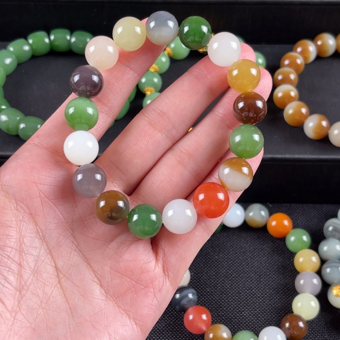 和田玉手串未镶嵌哼***呢卡12