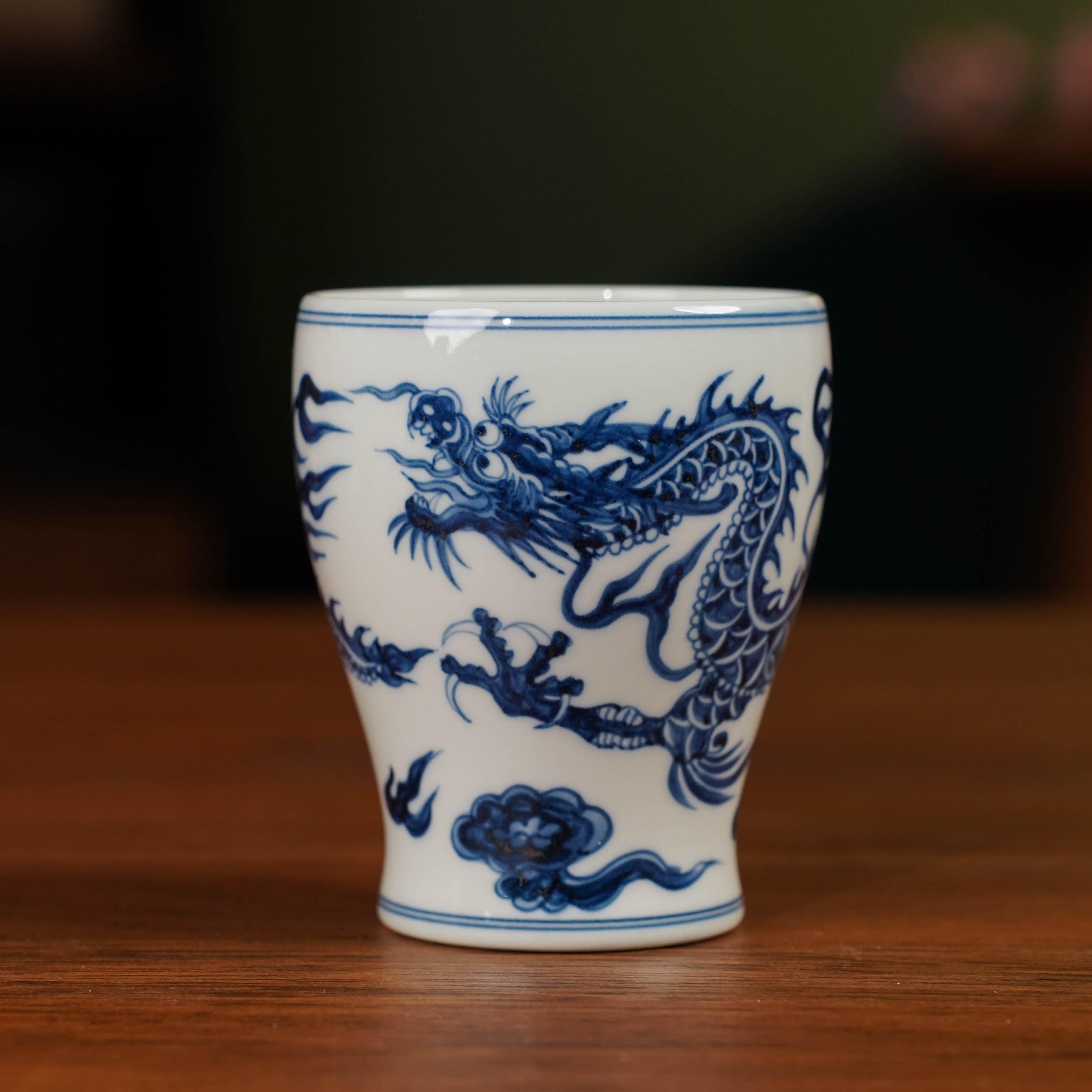 【景德镇瓷器】清玉堂手绘青花龙纹大容量主人杯jd842