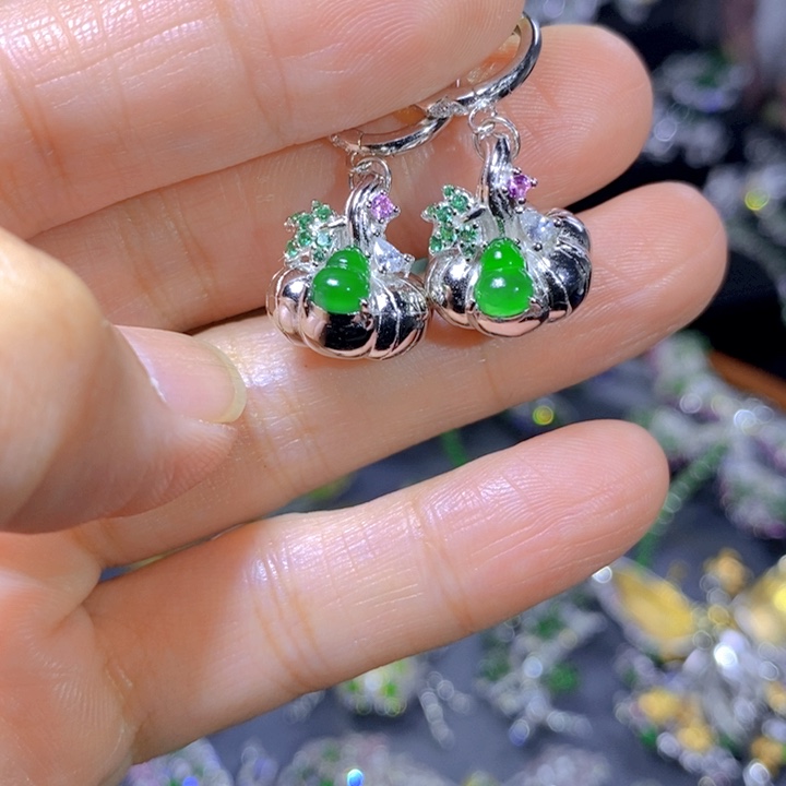 翡翠戒指银S925镶嵌天然翡翠