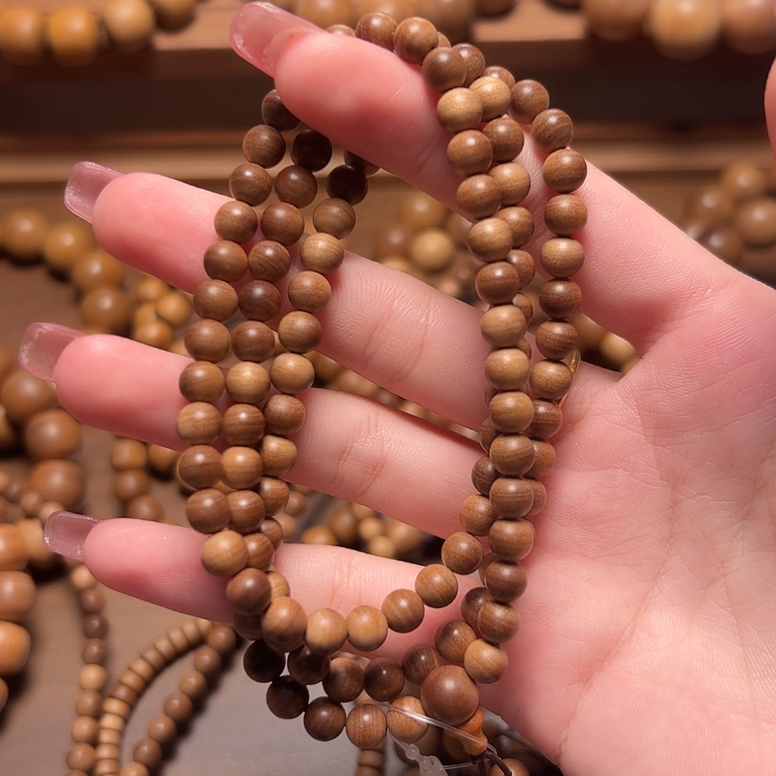 檀香木手串/手链老山檀香沉水横纹0.6*108