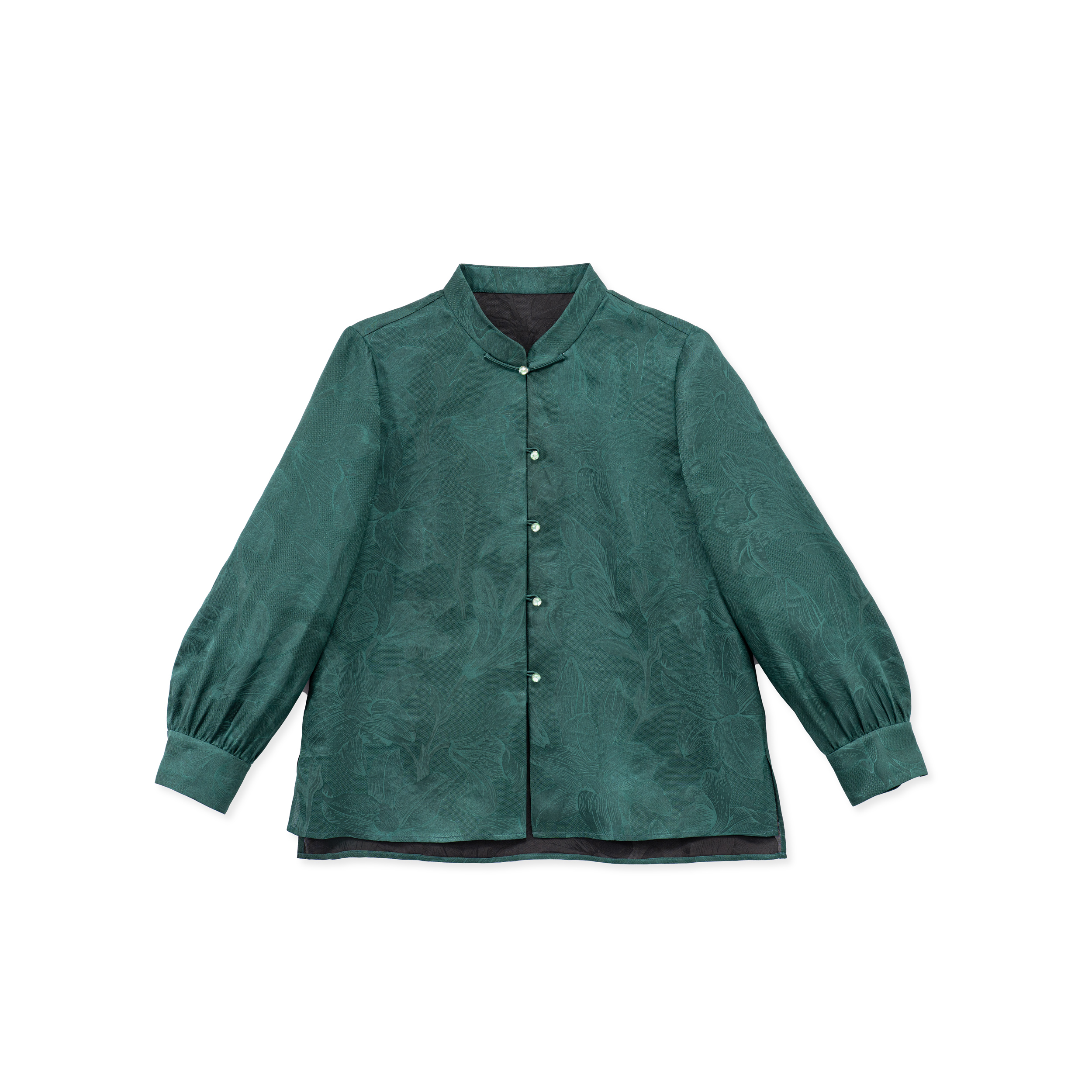 青山-YZ202558新中式桑蚕丝立领简约复古气质上衣外套女