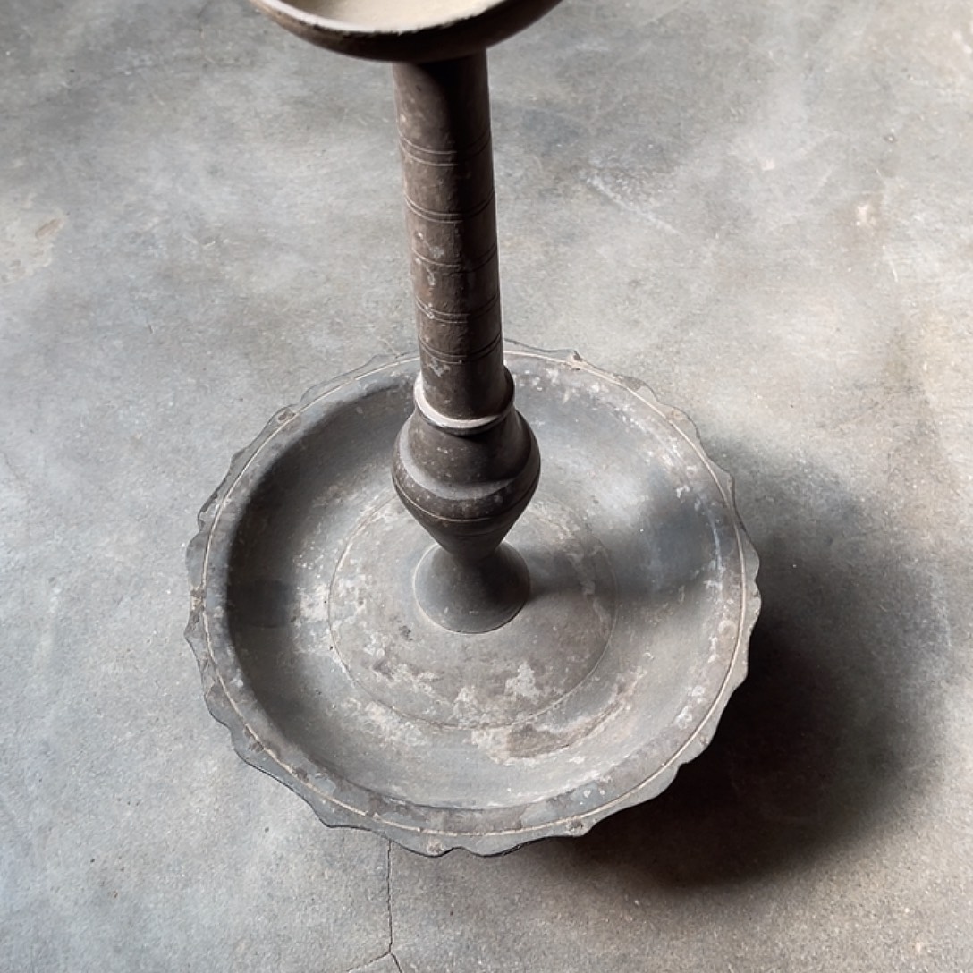 定***君铜锡油灯一件品相完好