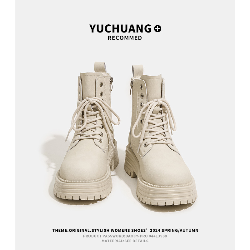 牛皮马丁靴女2025初秋新款复古简约百搭短靴旅游登山运动大黄靴