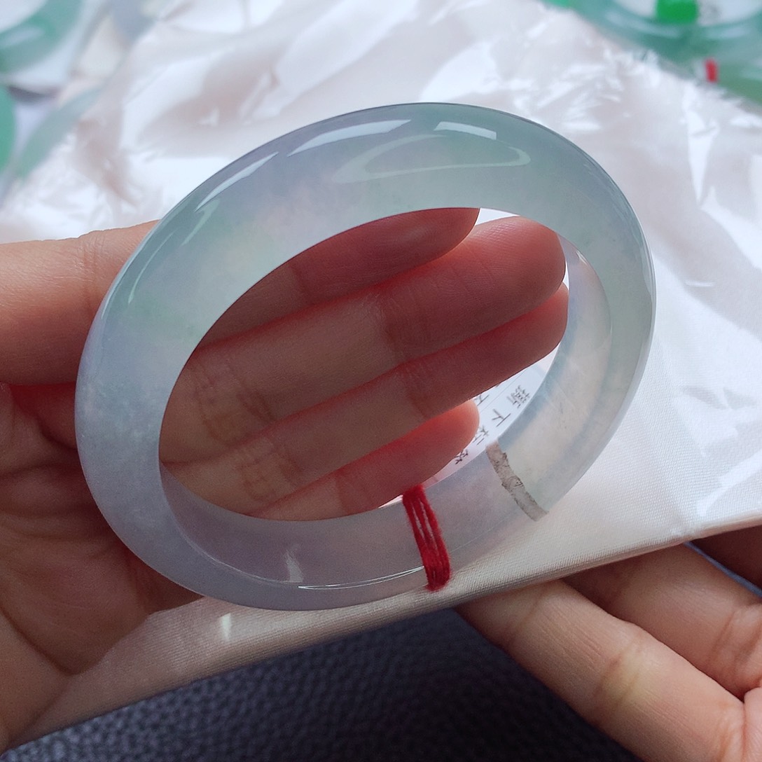 翡翠手镯未镶嵌57小宽版 冰春彩