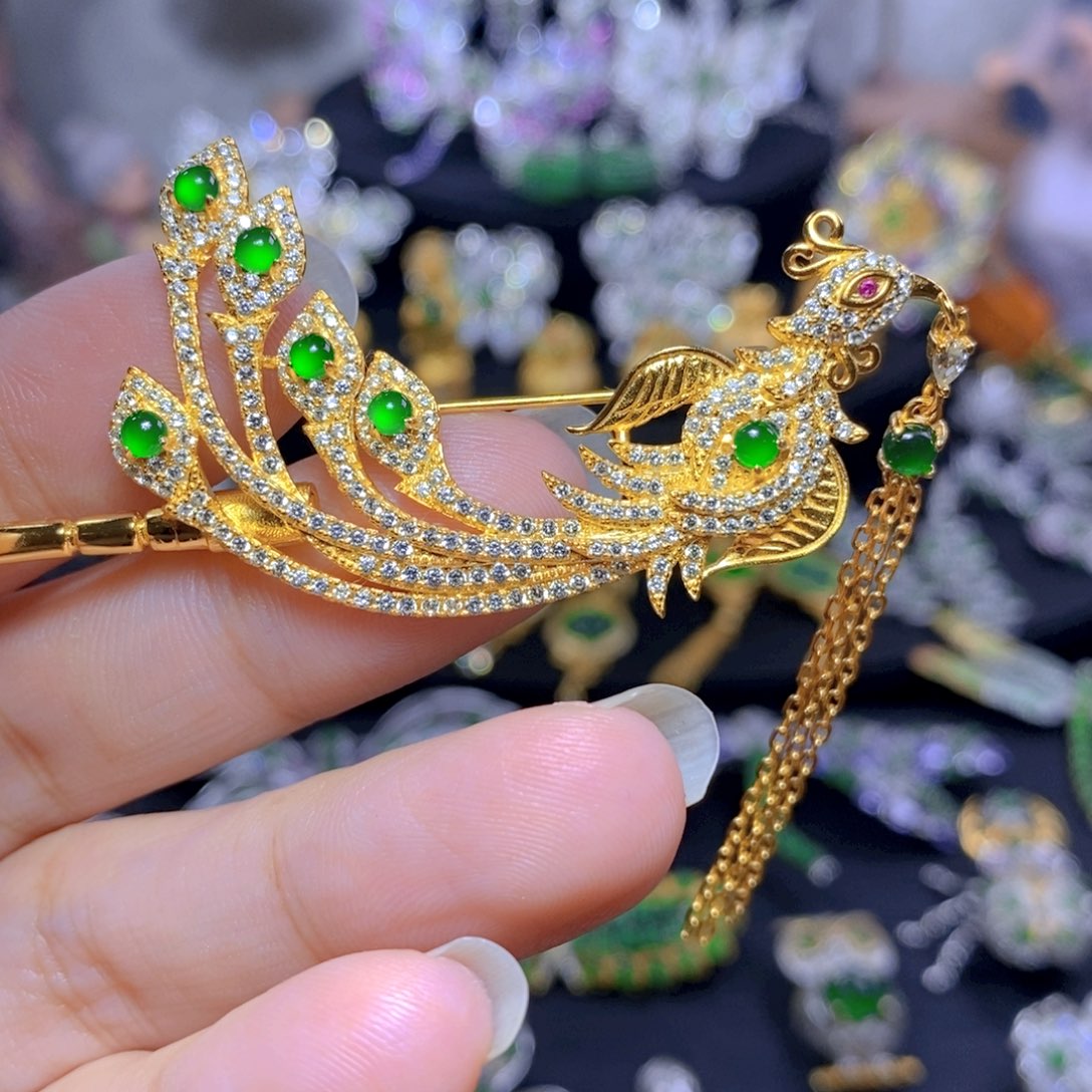 翡翠银S925镶嵌耳饰天然翡翠