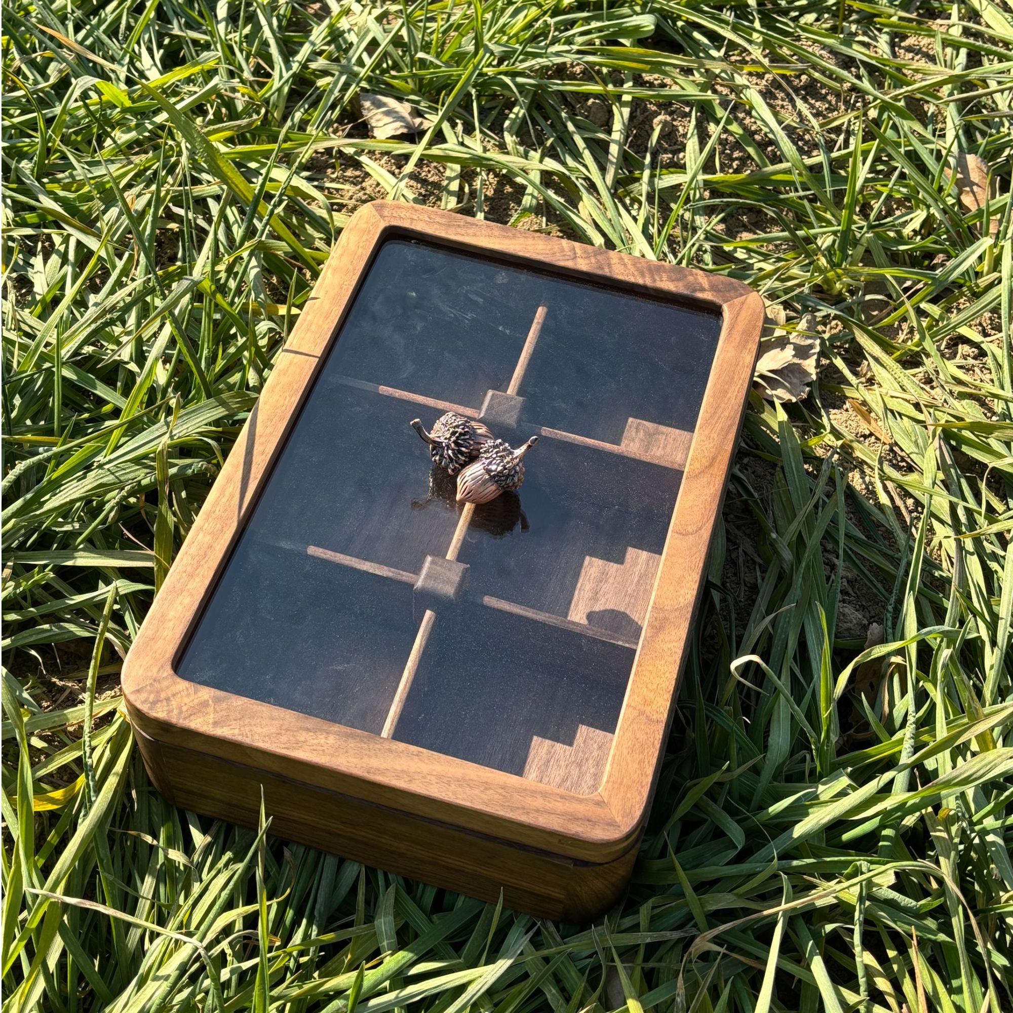 【秋生干果盒】黑胡桃实木六宫格盒收纳实用 32*22*8.5cm