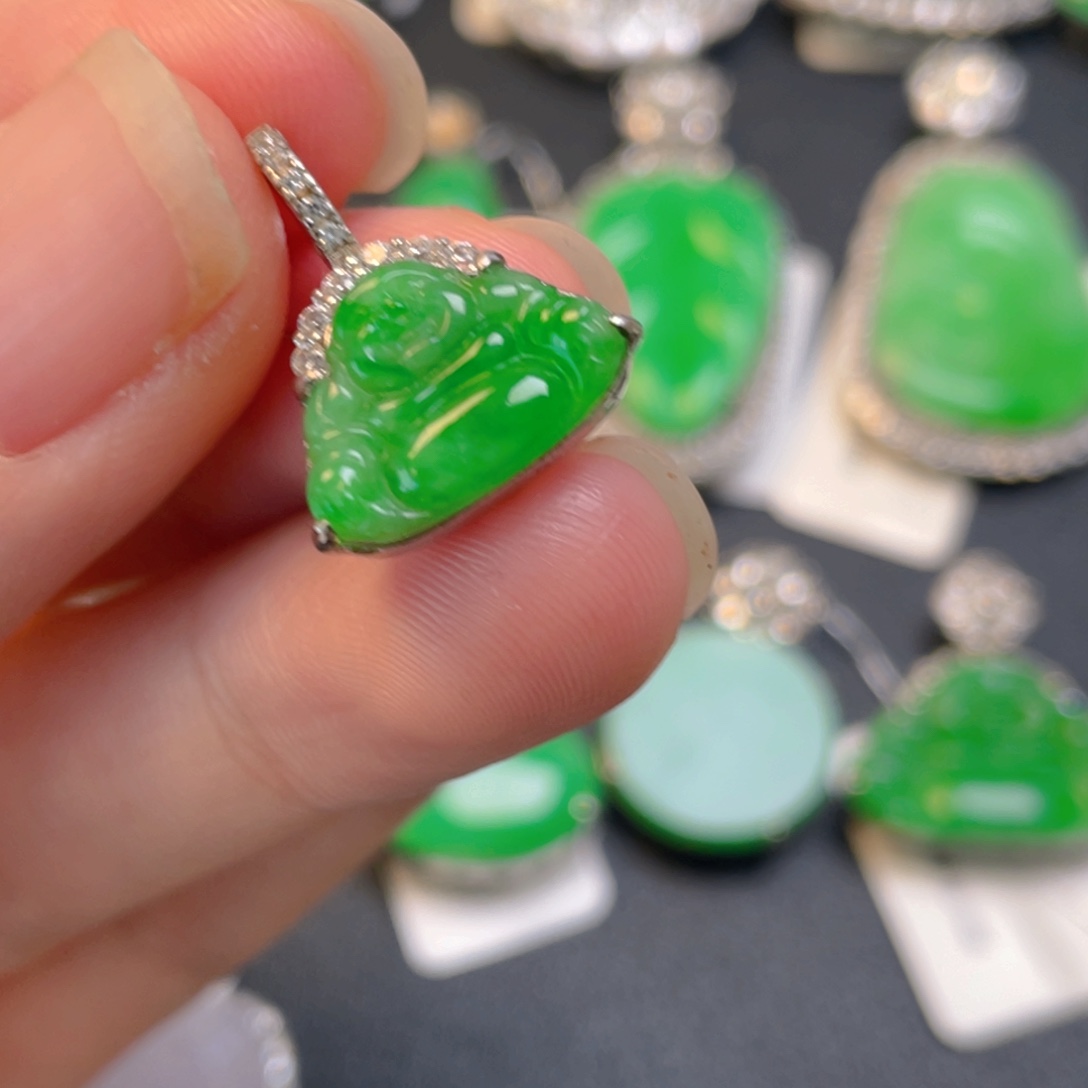 翡翠银S925镶嵌吊坠(不含链)