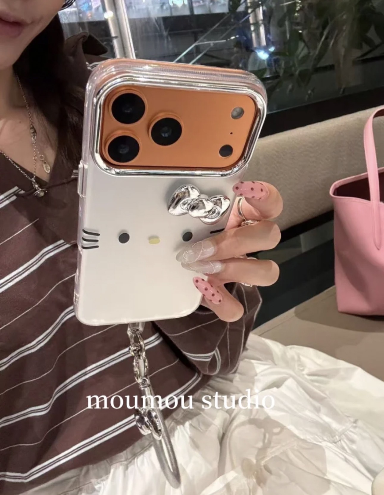 ins韩风蝴蝶结凯蒂猫手绳适用苹果1716/15手机壳iPhone16promax女