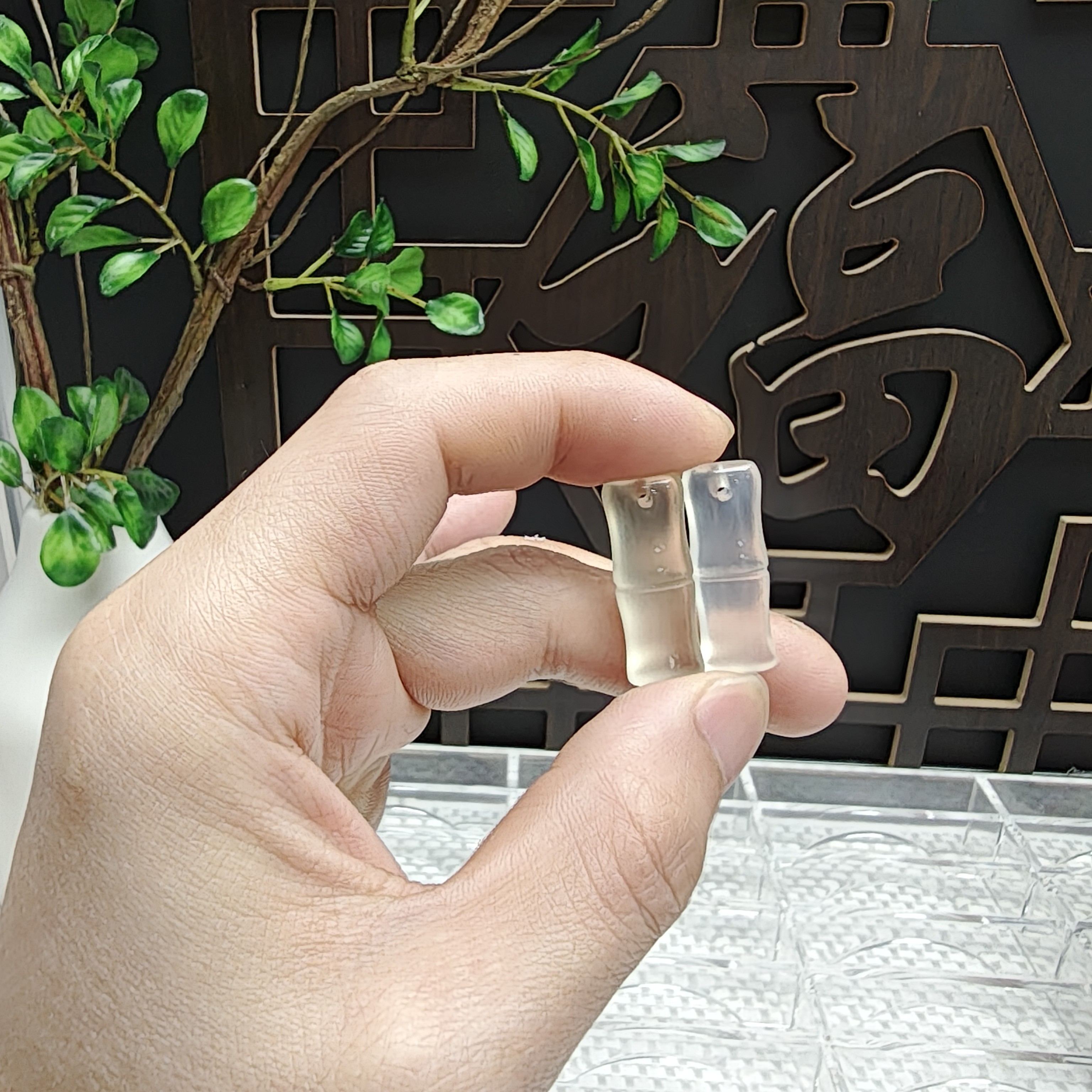 天然玛瑙玻璃底步步高升节节高竹节吊坠